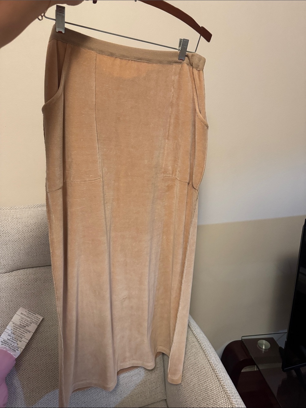 Sonia Rykiel Paris Beige Velvet Maxi Skirt